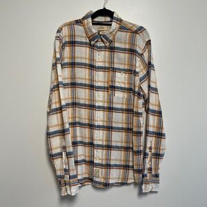 Hollister California Mens Linen Blend Plaid Button Down Shirt Medium‎
